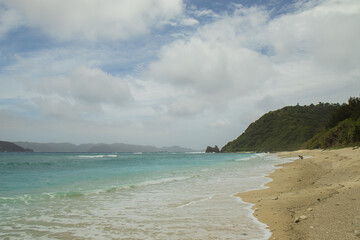 tropical beach and cloudy sky