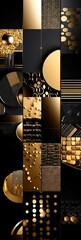 Collage Background consists of Luxury Abstract Gold and Black Elements - Black Gold Style Collage Wallpaper created with Generative AI Technology