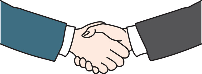 Hand of a person in a business suit shaking hands.