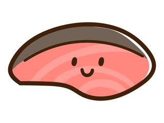 焼き鮭のキャラクターのかわいいデフォルメイラスト