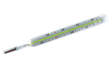 Medical thermometer on white background