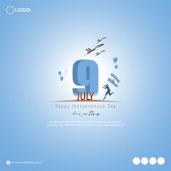 Vector illustration of Argentina Independence Day 9 July social media story feed mockup template