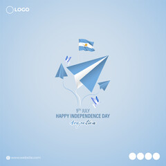 Vector illustration of Argentina Independence Day 9 July social media story feed mockup template