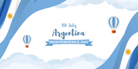 Vector illustration of Argentina Independence Day 9 July social media story feed mockup template