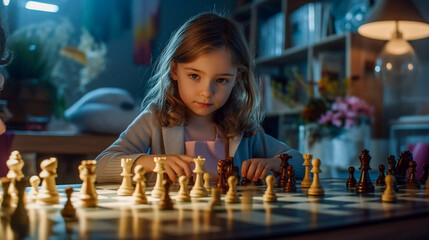 Child plays chess - ai generative