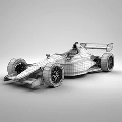 Foto auf Acrylglas sport car 3d render on gray background with shadow and shadow, Sport car racing formula one race track line art, AI Generated © Iftikhar alam