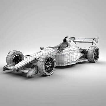 sport car 3d render on gray background with shadow and shadow, Sport car racing formula one race track line art, AI Generated