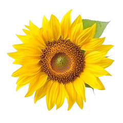 front view of Sunflower flower isolated on a white transparent background