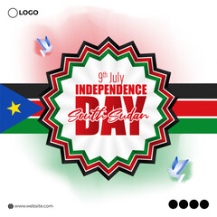 Vector illustration of South Sudan Independence Day 9 July social media story feed mockup template