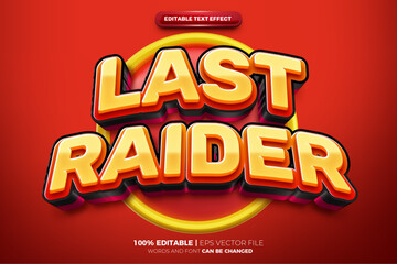 Last Raider comic cartoon Bold 3D Editable text Effect Style