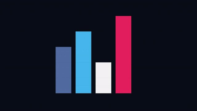Animated growth graph UI element. Business chart. Economic report. Looped 4K video template with alpha channel transparency. Data visualization. Dashboard component animation for dark theme