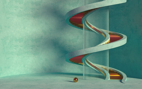 Spiral abstract stairs 3d render background