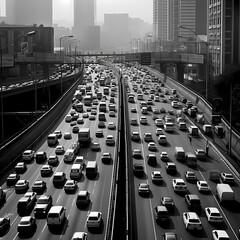 Cars Traffic Jam. Generative AI