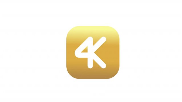 Animated 4k solid ui icon. Footage player. High definition television. Media file. Looped HD video with alpha channel transparency. Isolated glyph symbol animation on white space for web, mobile