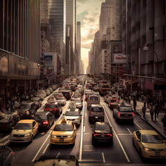 Fototapeta na wymiar Cars Traffic Jam. Generative AI