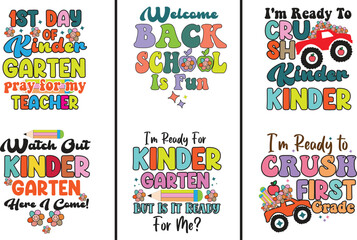Kindergarten Back to School SVG Bundle, T-Shirt Design, Mug Design.
