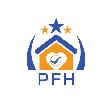 PFH House logo Letter logo and star icon. Blue vector image on white background. KJG house Monogram home logo picture design and best business icon. 
