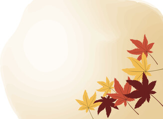 紅葉がモチーフの落ち葉の水彩風背景イラストフレーム