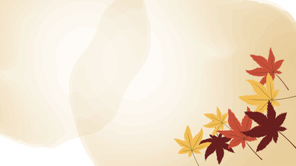 紅葉がモチーフの落ち葉の水彩風背景イラストフレーム