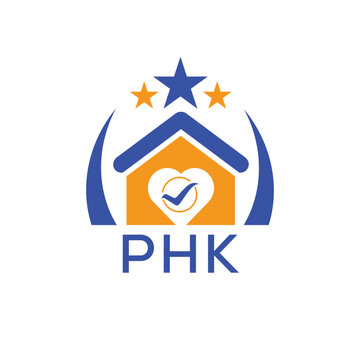 PHK House logo Letter logo and star icon. Blue vector image on white background. KJG house Monogram home logo picture design and best business icon. 
