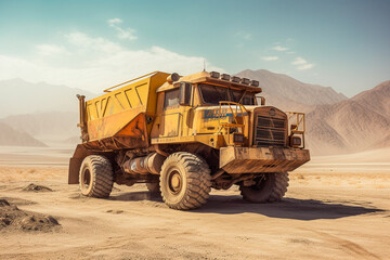 Fototapeta Big dump truck in the desert obraz