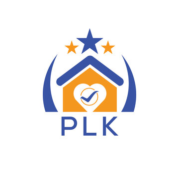 PLK House logo Letter logo and star icon. Blue vector image on white background. KJG house Monogram home logo picture design and best business icon. 
