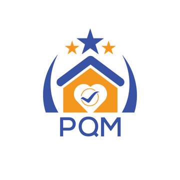 PQM House logo Letter logo and star icon. Blue vector image on white background. KJG house Monogram home logo picture design and best business icon. 
