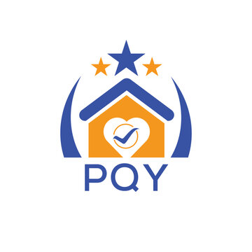 PQY House logo Letter logo and star icon. Blue vector image on white background. KJG house Monogram home logo picture design and best business icon. 
