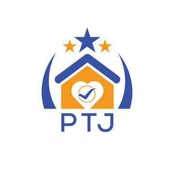PTJ House logo Letter logo and star icon. Blue vector image on white background. KJG house Monogram home logo picture design and best business icon. 
