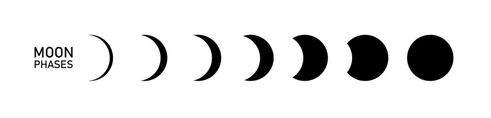Fototapeta na wymiar Moon phases icon moon phases. The whole cycle from new moon to full moon. icon vector
