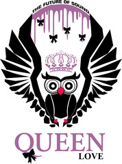 print pattern with owl and lettering