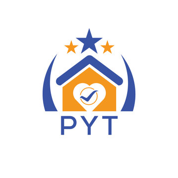 PYT House logo Letter logo and star icon. Blue vector image on white background. KJG house Monogram home logo picture design and best business icon. 
