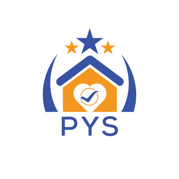 PYS House logo Letter logo and star icon. Blue vector image on white background. KJG house Monogram home logo picture design and best business icon. 
