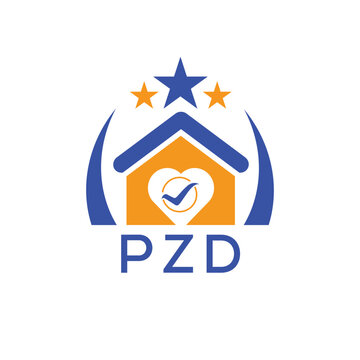 PZD House logo Letter logo and star icon. Blue vector image on white background. KJG house Monogram home logo picture design and best business icon. 
