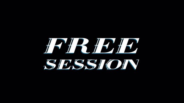Animated free session words. Personal training. Trial class. Coaching program. Looped 4K text video template on black with alpha channel. Kinetic typography animation. Motion inscription for web