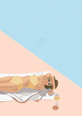 Vector poster with a woman in a swimsuit