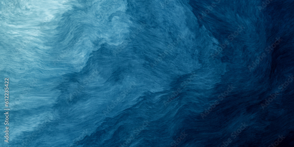 Poster abstract watercolor paint background by gradient deep blue color with liquid fluid grunge texture fo
