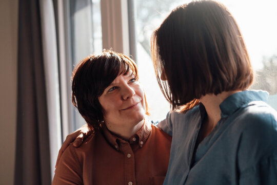 Lesbian Couple Looking At Each Other