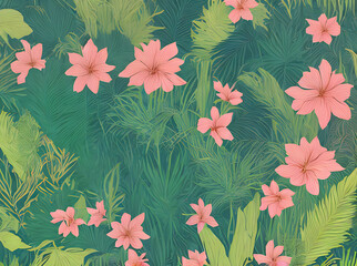 Tropical flat paper with botanical motifs.