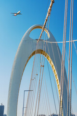 Obraz premium Upright view of partial details of Liede Bridge in Guangzhou, China