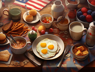 Obraz na płótnie Canvas American Breakfast Set