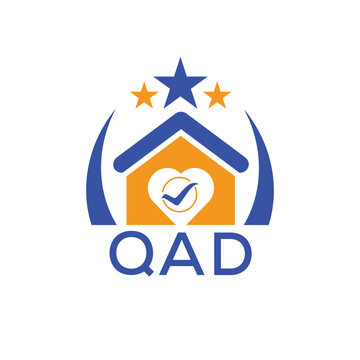 QAD House logo Letter logo and star icon. Blue vector image on white background. KJG house Monogram home logo picture design and best business icon. 
