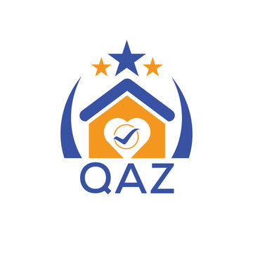 QAZ House logo Letter logo and star icon. Blue vector image on white background. KJG house Monogram home logo picture design and best business icon. 

