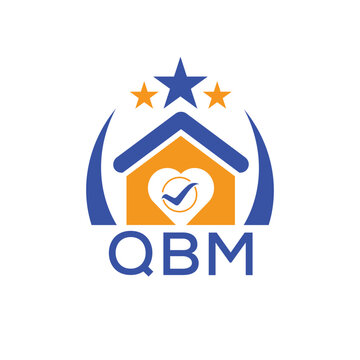 QBM House logo Letter logo and star icon. Blue vector image on white background. KJG house Monogram home logo picture design and best business icon. 
