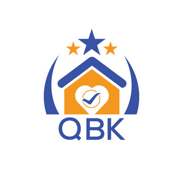QBK House logo Letter logo and star icon. Blue vector image on white background. KJG house Monogram home logo picture design and best business icon. 
