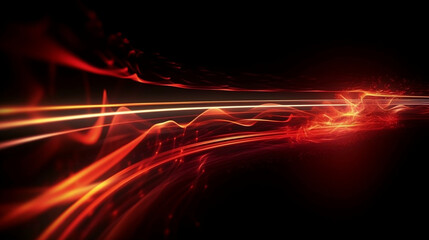 Fire red plazma motion lines. Car light trail effect illustration. Abstract laser beams. Generative ai. - obrazy, fototapety, plakaty