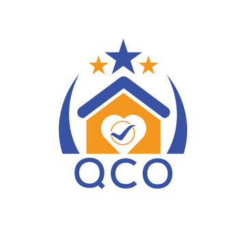 QCO House logo Letter logo and star icon. Blue vector image on white background. KJG house Monogram home logo picture design and best business icon. 
