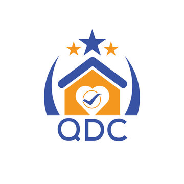QDC House logo Letter logo and star icon. Blue vector image on white background. KJG house Monogram home logo picture design and best business icon. 

