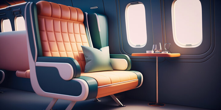 Ai generated illustration Luxurious first class airplane seat