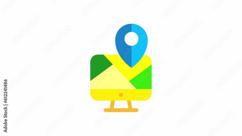 Poster map on pc, location and map animated icon on transparent background.